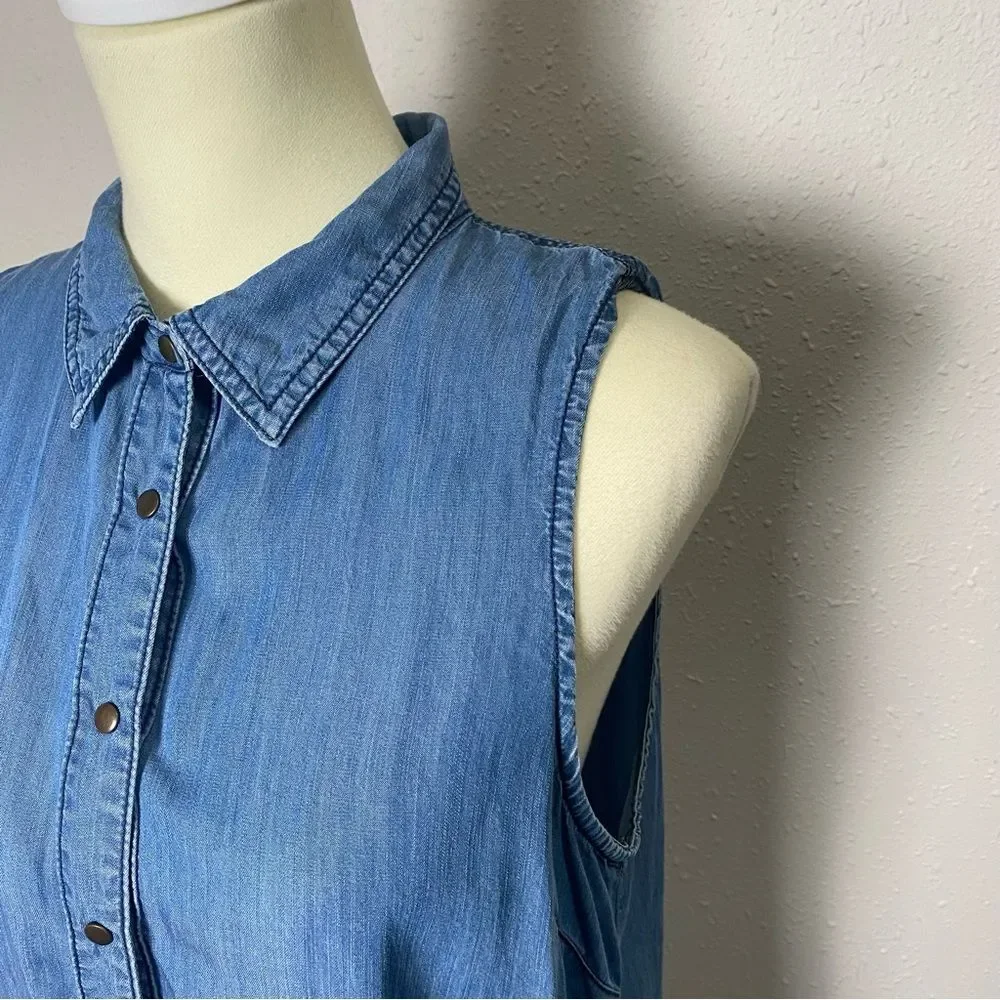 Given Kale 100% Lyocell Sleeveless Denim Button Up Tunic/Dress Women's Size L